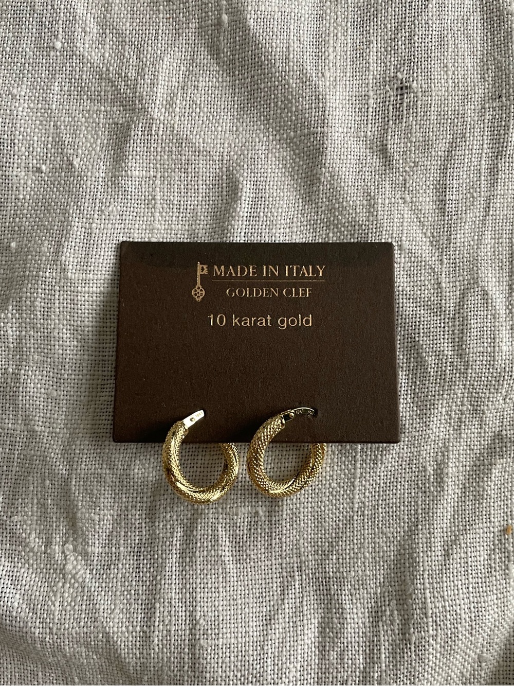 10k Gold Matte Textured Hoop Earrings